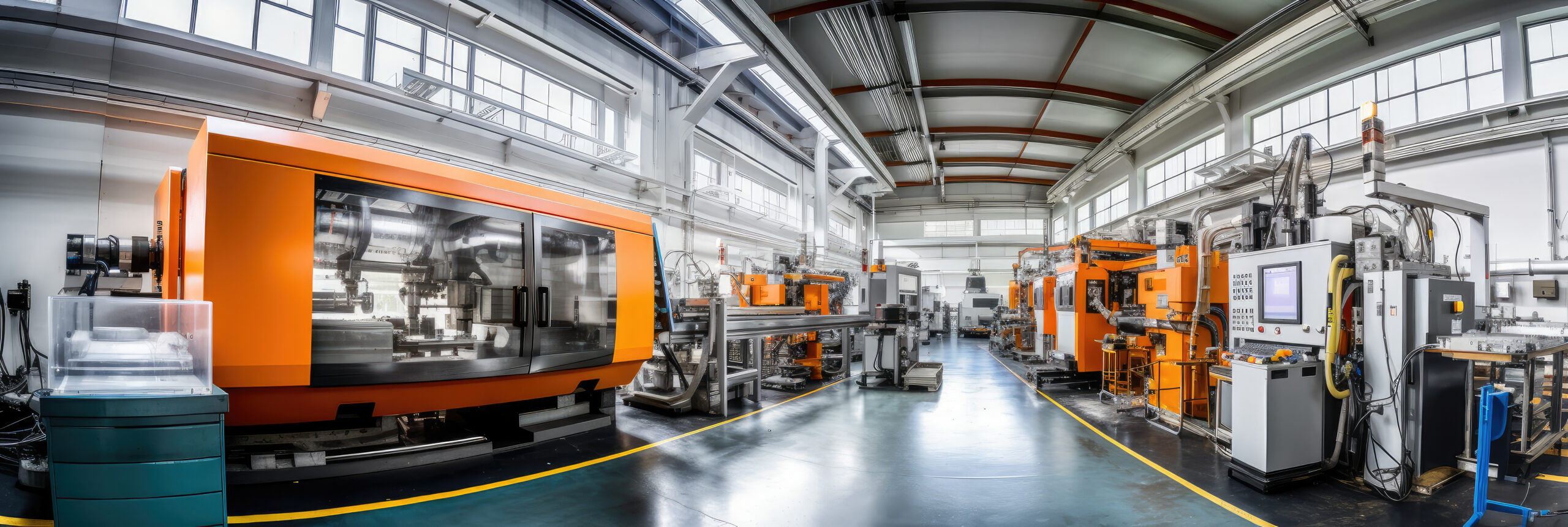 Wide format CNC machine tools at work in a modern factory Wide format CNC machine tools at work in a modern factory