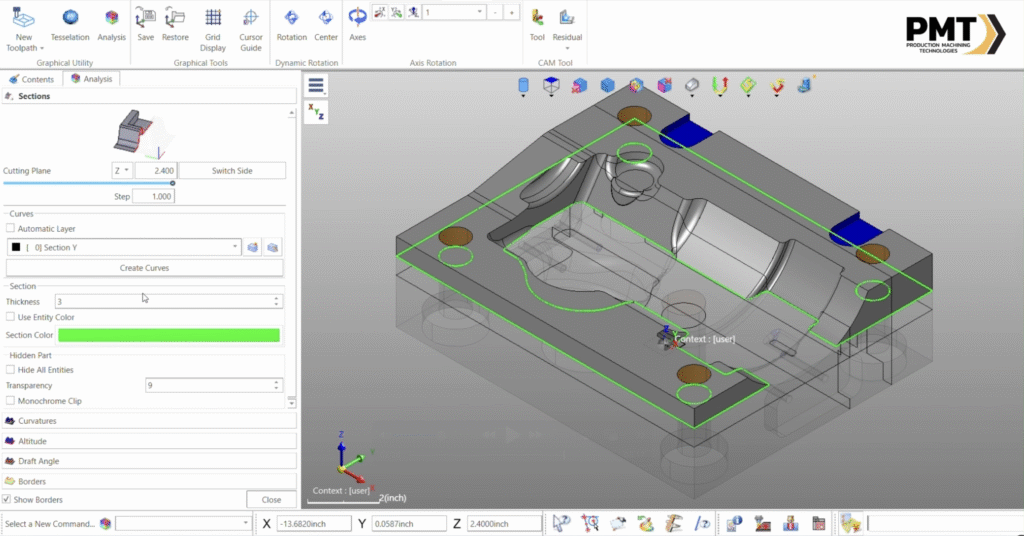 Using the Sections Tool in WORKNC Analysis