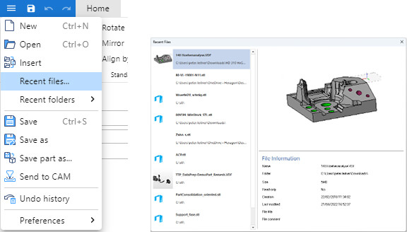 Quicker Access to Recent Files and Preferences Quicker Access to Recent Files and Preferences